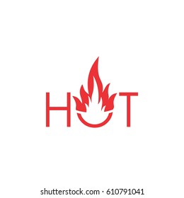 HOT letter with fire logo vector design