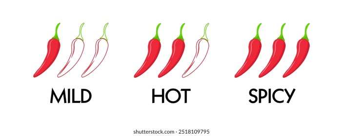Hot level set icons. Flat style. Vector icons.