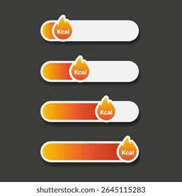 Hot level slider and Calorie Burning Icon Set 