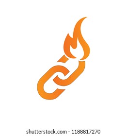 hot linc concept icon. link icon with fire flame. vector illustration isolated on white background.