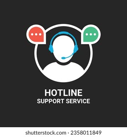 hot line with white assistant manager. concept of crm, ui, seo, repair, learning, tech care, e-commerce, retail, mobile app. flat style trend modern logo design vector illustration on black background