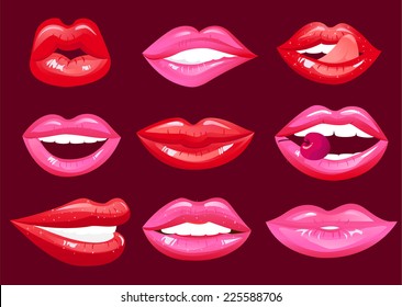 Hot Lips Vector Cartoon Collection