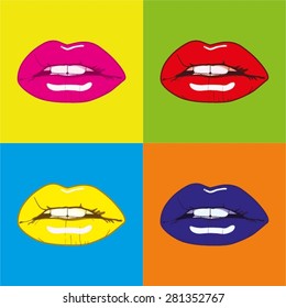 Hot Lips Vector Illustration. Pop art