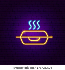Hot Lunch Package Neon Sign. Vector Illustration of Pack Promotion.