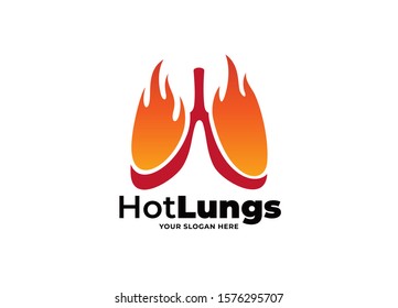hot lungs logo vector template
