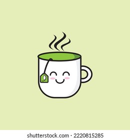 Hot Matcha Cute Kawaii Vector Design