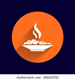 Hot meal cup steamy bowl food court logo.