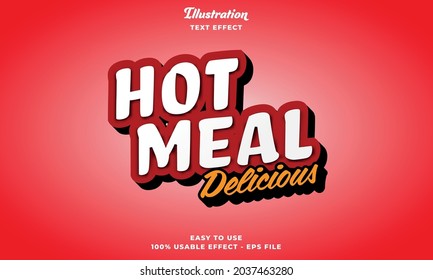 hot meal editable text effect template with abstract style use for restaurant and food court logo 