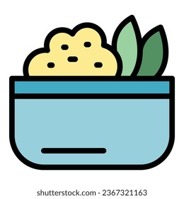 Hot meal icon outline vector. Restaurant food. Table lunch color flat