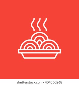 Hot Meal In Plate Line Icon.