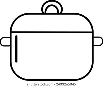 Hot meal. Pot and steam. Kitchen line symbol. Vector illustration