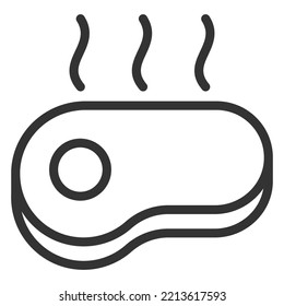 Hot meat steak with bone - icon, illustration on white background, outline style