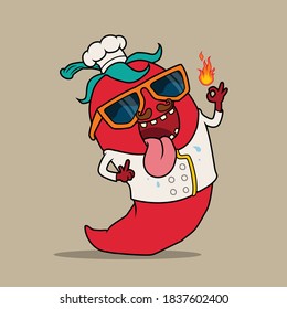 Hot mexican chili pepper, Hand drawn.