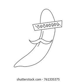 hot mexican chili pepper with hat and mustache