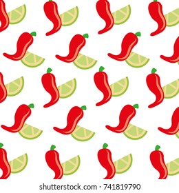 hot mexican chili pepper lemon fast food seamless pattern