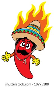 Hot mexican chili - vector illustration.