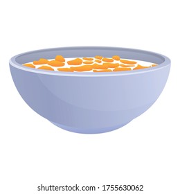 Hot milk cereal bowl icon. Cartoon of hot milk cereal bowl vector icon for web design isolated on white background