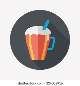 hot milk cream coffee flat icon with long shadow,eps10