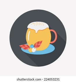 hot milk cream coffee flat icon with long shadow,eps10