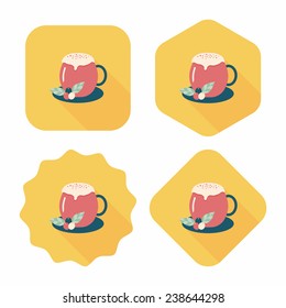 hot milk cream coffee flat icon with long shadow, eps10