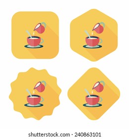 hot milk cream coffee flat icon with long shadow, eps10