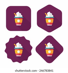 hot milk cream coffee flat icon with long shadow,eps10