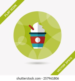 hot milk cream coffee flat icon with long shadow,eps10