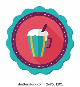 hot milk cream coffee flat icon with long shadow,eps10