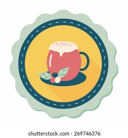 hot milk cream coffee flat icon with long shadow,eps10