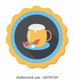 hot milk cream coffee flat icon with long shadow,eps10