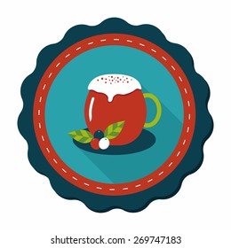 hot milk cream coffee flat icon with long shadow,eps10