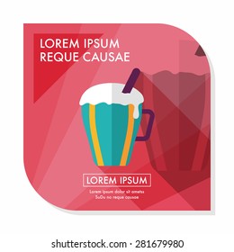 hot milk cream coffee flat icon with long shadow,eps10