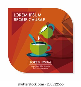 hot milk cream coffee flat icon with long shadow,eps10