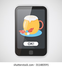 hot milk cream coffee flat icon with long shadow,eps10