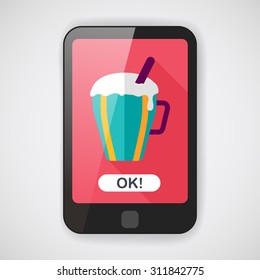 hot milk cream coffee flat icon with long shadow,eps10