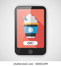 hot milk cream coffee flat icon with long shadow,eps10