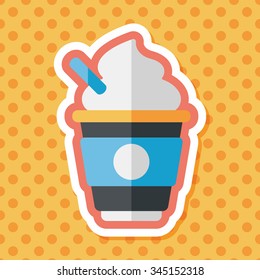 hot milk cream coffee flat icon with long shadow,eps10