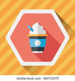 hot milk cream coffee flat icon with long shadow,eps10