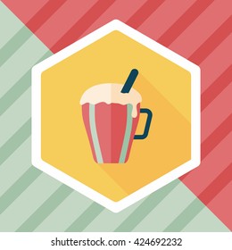 hot milk cream coffee flat icon with long shadow,eps10