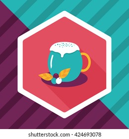 hot milk cream coffee flat icon with long shadow,eps10