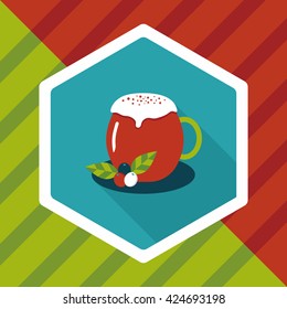 hot milk cream coffee flat icon with long shadow,eps10