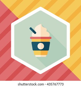 hot milk cream coffee flat icon with long shadow,eps10