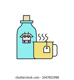 Hot Milk Drink Thin Line Icon Illustration