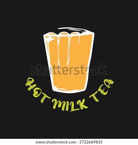 Hot milk Tea vector Design illustration. Miscellaneous Symbol on Black background