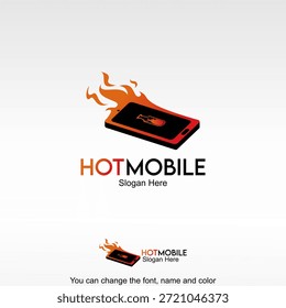 Hot Mobile Logo Template Design Vector. A smartphone with flame elements representing high-performance, fast, and innovative mobile technology.
