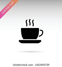 Hot morning coffee isolated flat vector icon. Cup glyph solid symbol.