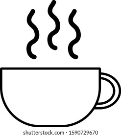 Hot mug coffee stroke vector.