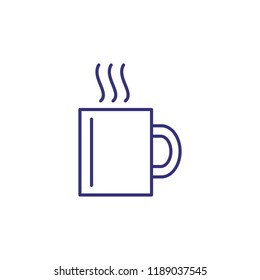 Hot Mug Line Icon. Tea, Coffee, Steam. Office Concept. Can Be Used For Topics Like Hot Coffee Break, Coffee Shop, Lunch Room, Cafe