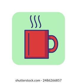 Hot mug line icon. Tea, coffee, steam. Office concept. Can be used for topics like hot coffee break, coffee shop, lunch room, cafe