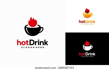 Hot Mug logo designs concept vector, hot Fire Drink logo template icon symbol